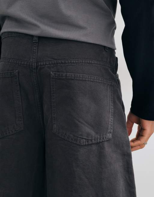 Reclaimed Vintage Canvas- und Cord-Baggy-Jeans in Anthrazit, 4 von 5