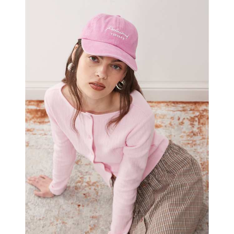 Reclaimed Vintage cap with logo in pink | ASOS
