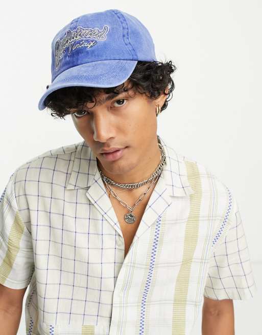 Reclaimed Vintage - Cappellino blu slavato con logo stile Y2K