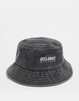 Reclaimed Vintage - Cappello da pescatore unisex nero con logo