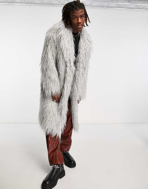 Reclaimed Vintage - Cappotto in pelle sintetica grigio