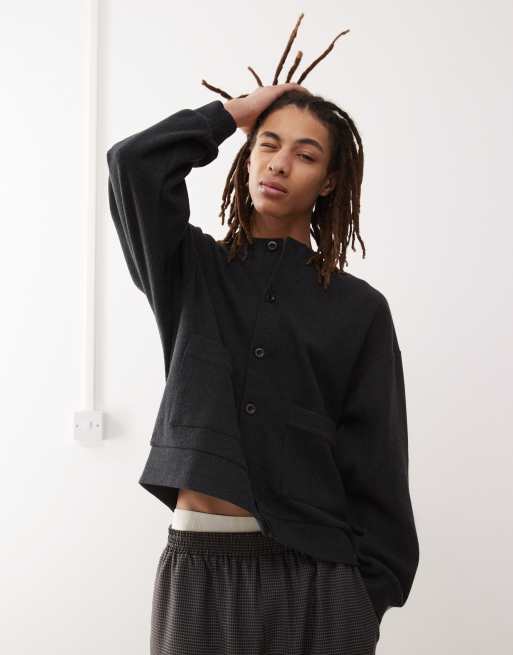 Reclaimed Vintage - Cardigan comodo grigio antracite a coste