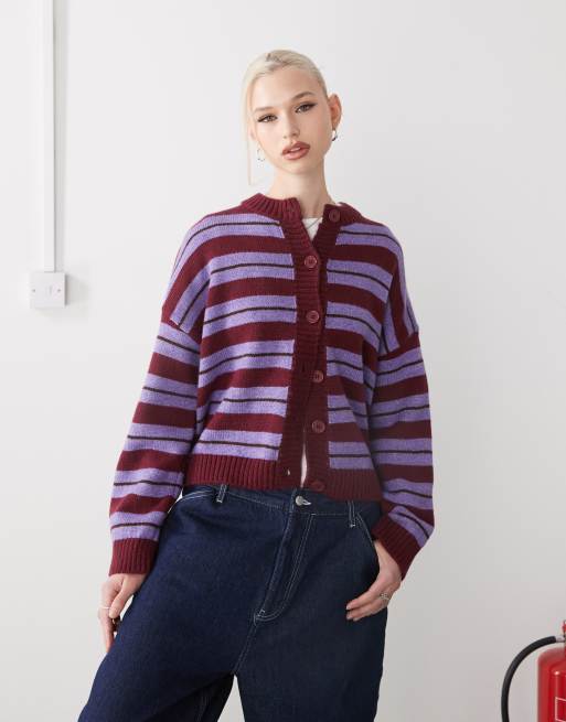 Reclaimed Vintage - Cardigan med firkantet pasform og multifarvede striber