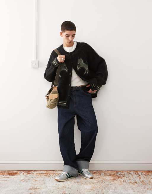 Reclaimed Vintage - Cardigan nero con stampa di cavallo, 3 di 4