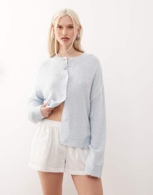 Reclaimed Vintage - Cardigan squadrato color blu polvere