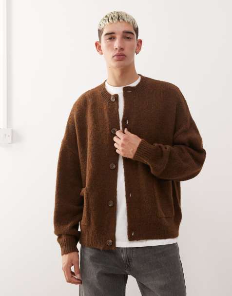 Reclaimed Vintage - Cardigan squadrato marrone con tasche sul davanti - view 1