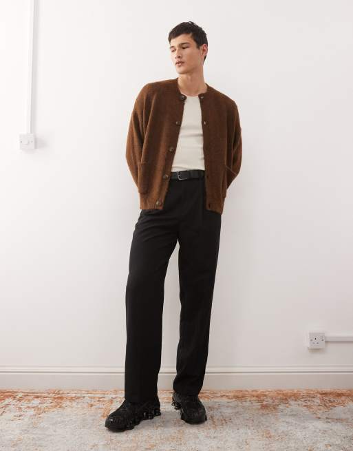 Reclaimed Vintage - Cardigan squadrato marrone con tasche sul davanti, 2 di 5