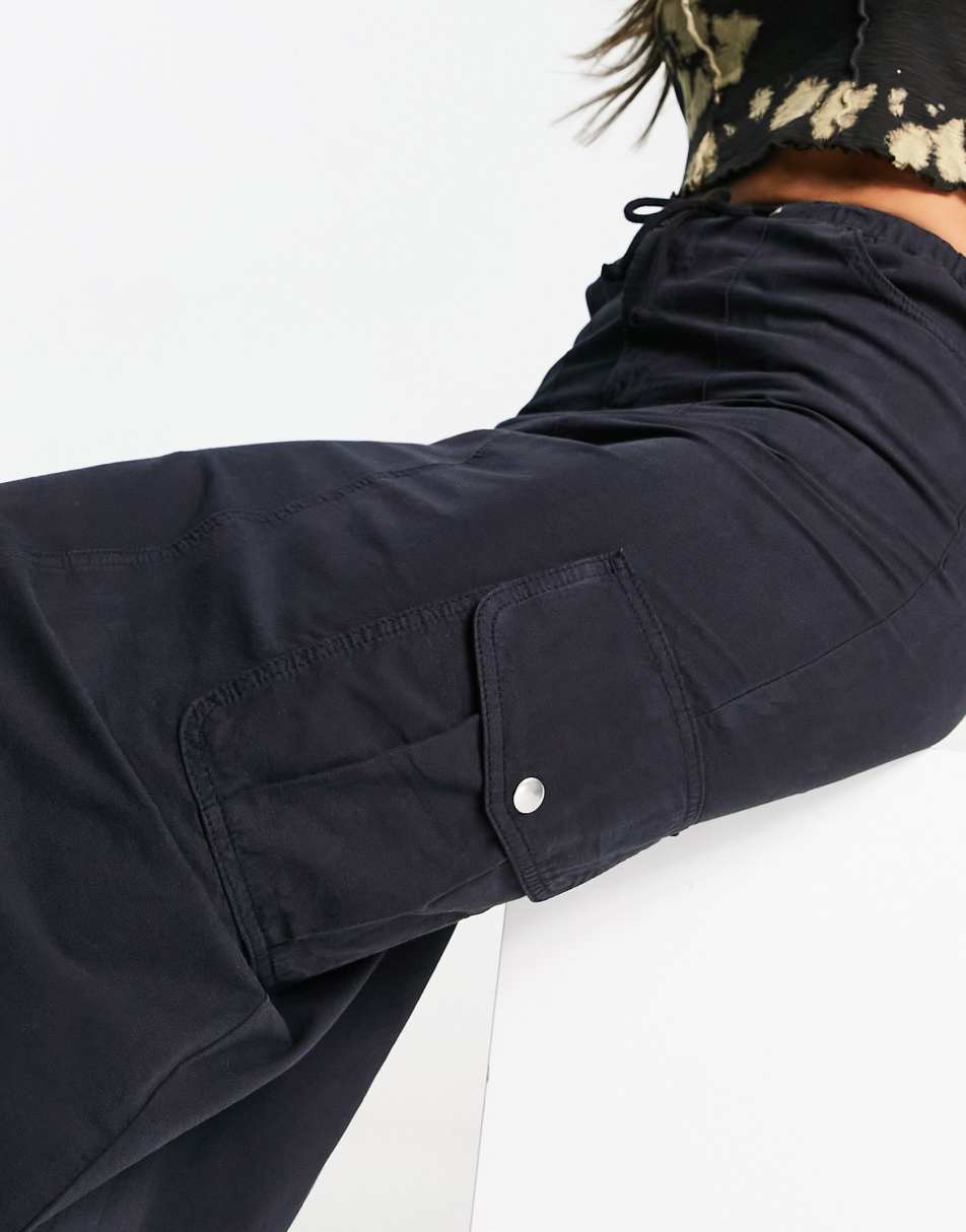 Reclaimed Vintage cargo skirt in washed black 1