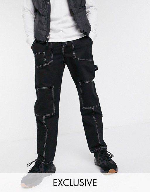 Reclaimed Vintage cargo trouser in twill with contrast stitch