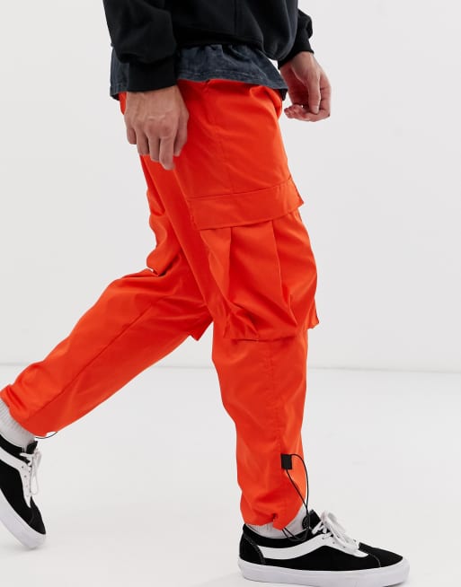 Orange cargo trousers sales mens