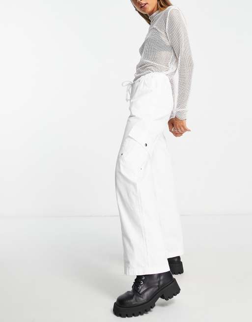 Reclaimed Vintage - Cargobroek met lage taille in wit
