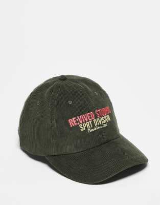 Reclaimed Vintage - Casquette unisexe à logo en velours côtelé - Vert