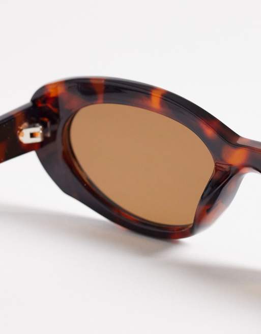 Reclaimed Vintage – Cat-Eye-Sonnenbrille in dunkler Schildpattoptik mit braunen Gläsern, 2 von 3
