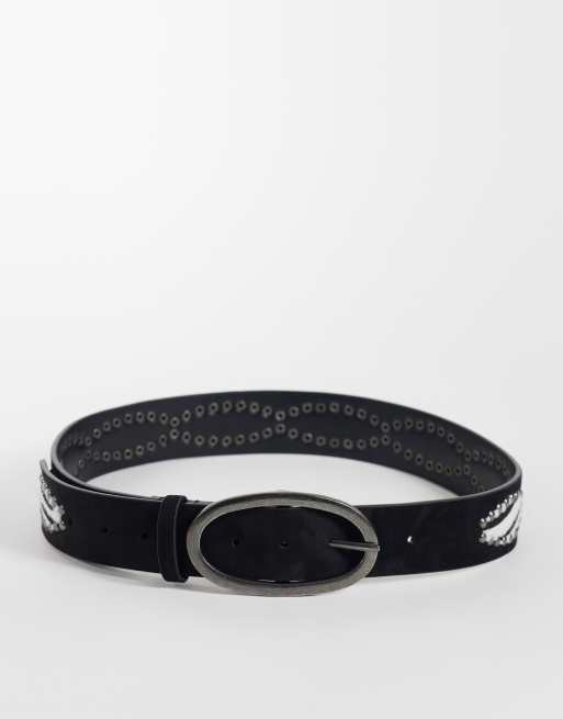 Reclaimed Vintage ceinture imprimée zébrures noire, 1 de 3