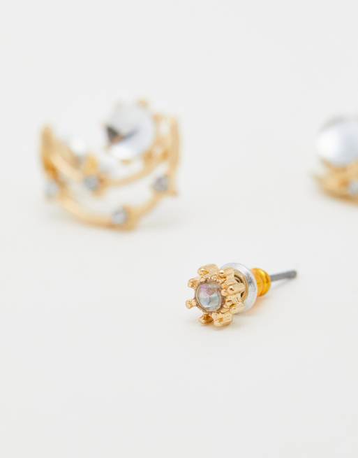 Reclaimed Vintage celestial star and moon earring pack, 3 of 4