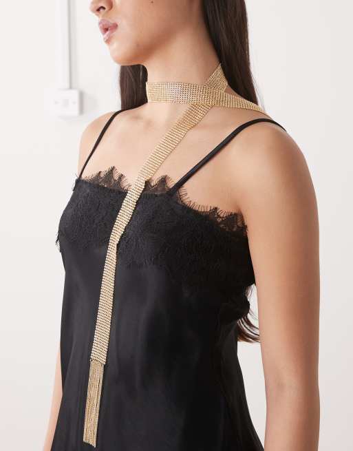 Reclaimed Vintage chainmail multi-wear necklace scarf in gold, 3 of 3