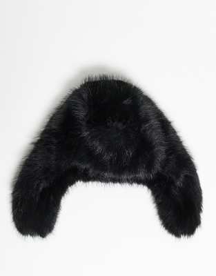 Reclaimed Vintage - Chapka unisexe en fausse fourrure - Noir