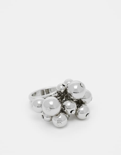 Reclaimed Vintage charm ring in silver tone