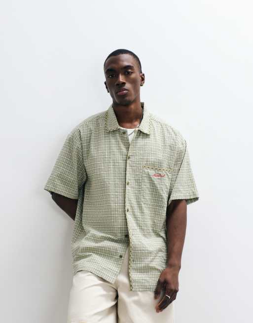 Reclaimed Vintage - Chemise à carreaux effet coupé-cousu - Vert et bleu, 1 de 5