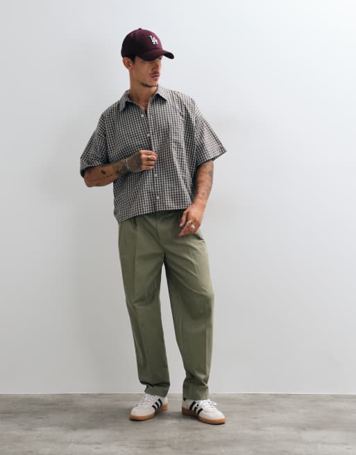 Reclaimed Vintage chemise boxy à manches courtes à carreaux pierre, 2 de 5