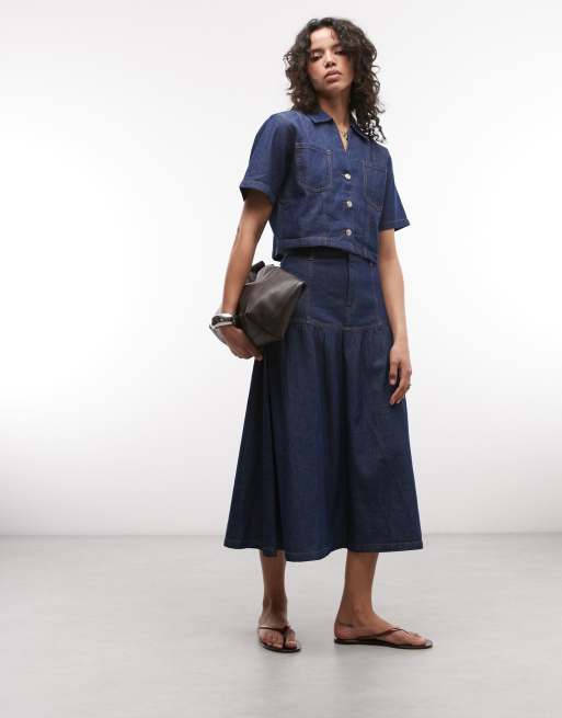 Reclaimed Vintage - Chemise d'ensemble courte en denim à manches courtes - Indigo, 2 de 4