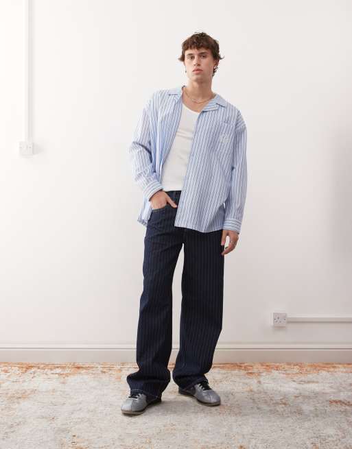Reclaimed Vintage long sleeve blue pinstripe shirt