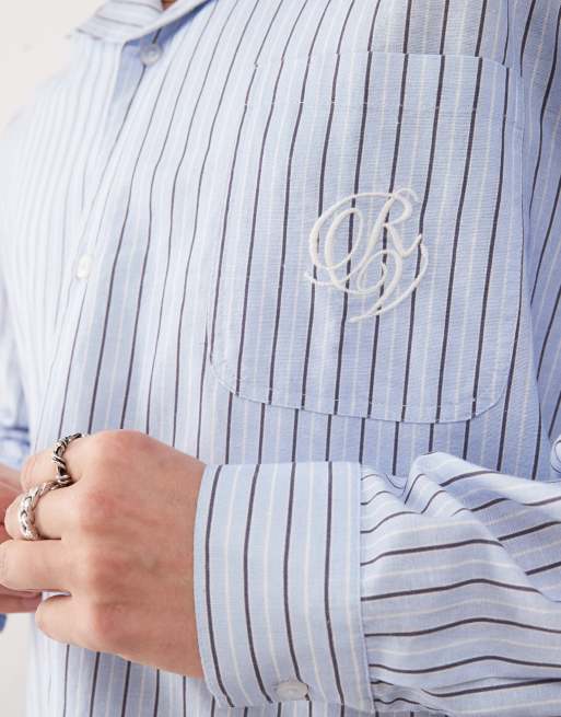 Reclaimed Vintage long sleeve blue pinstripe shirt