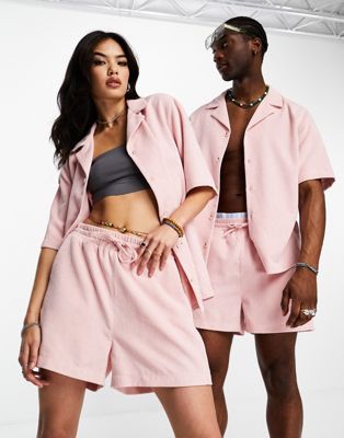 Reclaimed Vintage unisex cord short in pink - ASOS Price Checker