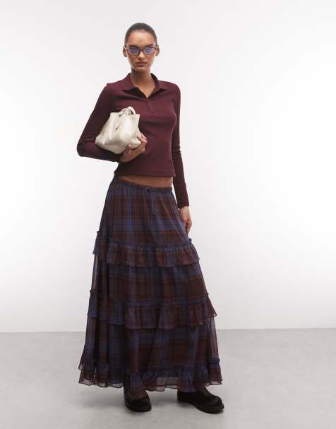 Reclaimed Vintage chiffon check maxi skirt - view 1