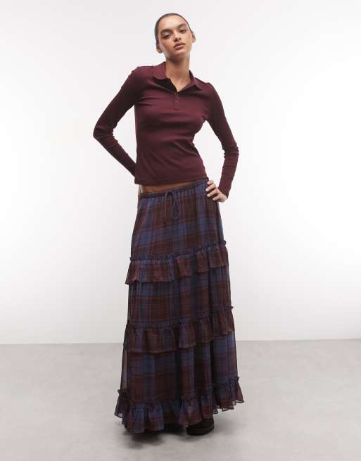 Reclaimed Vintage chiffon check maxi skirt, 5 of 5