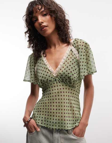 Reclaimed Vintage Chiffon-Tea-Top mit Punktmuster - view 1