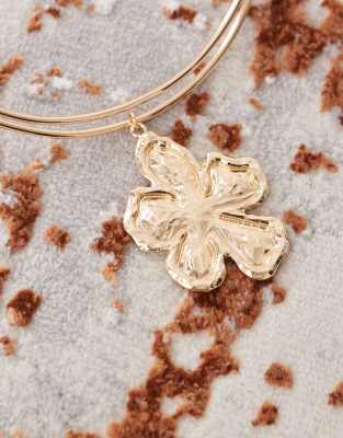 Reclaimed Vintage Choker Necklace With Flower And Pearl In Gold