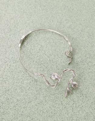 Reclaimed Vintage Choker Rose Necklace In Metallic