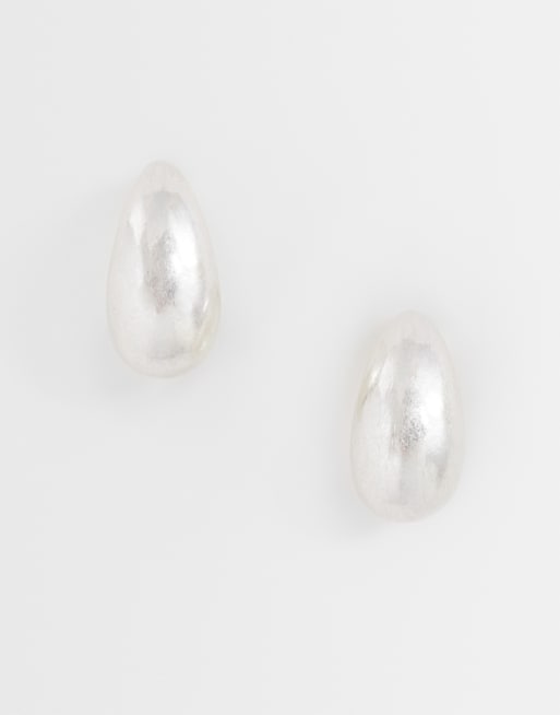 Reclaimed Vintage chubby hoop earrings in burnished silver tone