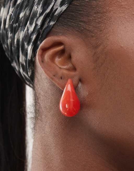Reclaimed Vintage chubby hoop earrings in red