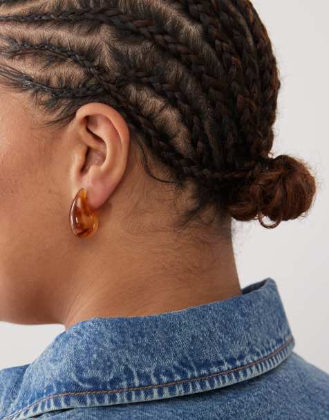 Reclaimed Vintage chubby hoop earrings in torte - view 1