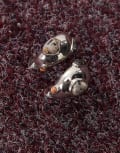 [Reclaimed Vintage] Reclaimed Vintage chubby hoop earrings with faux stone detail in silver One Size Silver