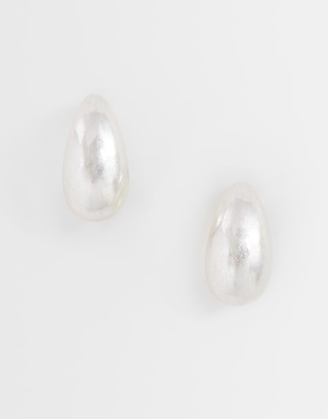 Reclaimed Vintage - Chunky oorbellen in gepolijst zilver - view 1