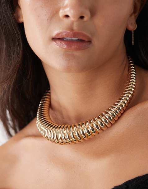 Reclaimed Vintage chunky statement necklace in gold - view 1