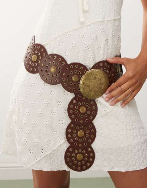 Reclaimed Vintage - Cintura a dischi marrone - view 1