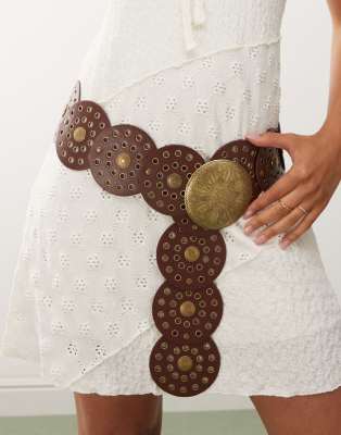 Reclaimed Vintage - Cintura a dischi marrone