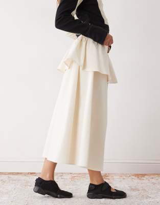 Reclaimed Vintage Circle Midi Skirt With Peplum Detail In White