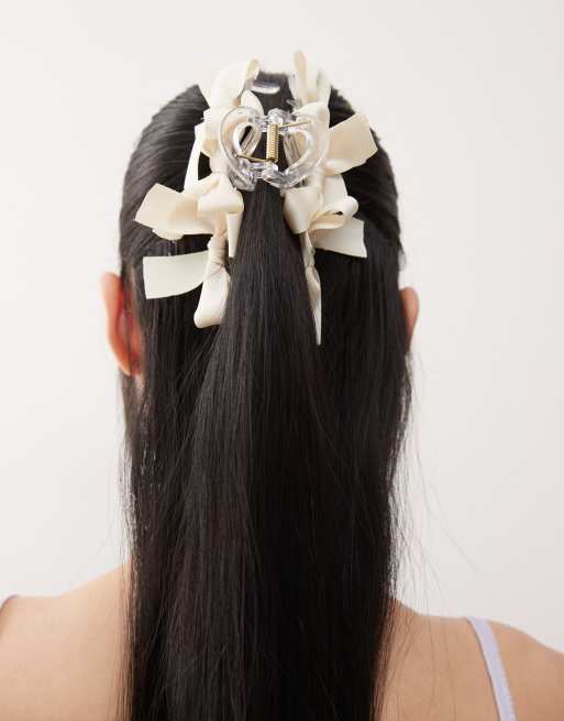 Vintage Cream arch hair clip Kitsch - Pearlized Cream Kitschpop Curved Claw Clip 7 Piece  main image 3