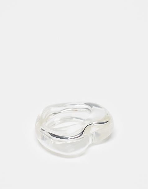 Reclaimed Vintage clear heart ring - view 1