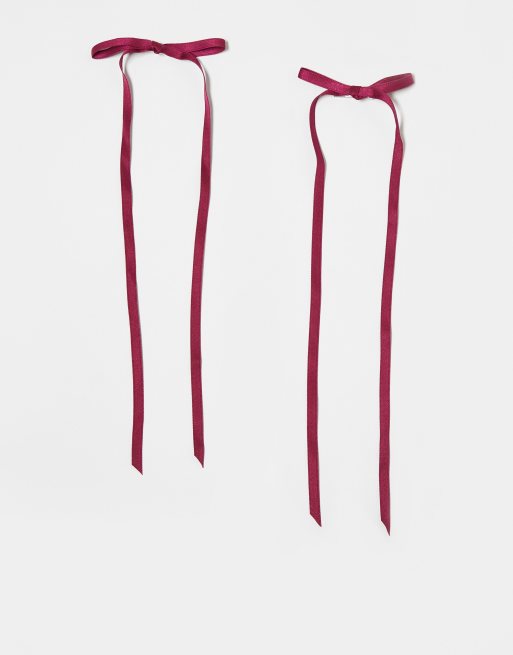 Reclaimed Vintage - Clip per capelli rosso bacca con nastro lungo