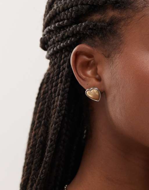 Reclaimed Vintage - Clous d'oreilles en métaux variés à détails étoile et cœur, 2 de 3