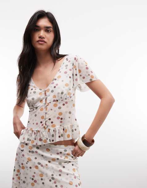 Reclaimed Vintage Co-ord mit Rüschenoberteil und gemischtem Polka-Dot-Muster - view 1