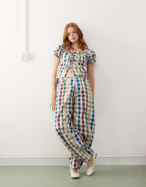 Reclaimed Vintage - Co-ord set met gingham ruit in multi