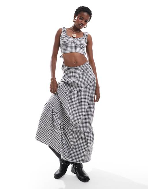 Reclaimed Vintage - Co-ord set met gingham ruit in zwart