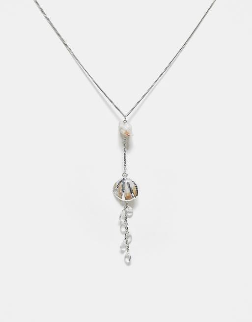 Reclaimed Vintage - Collana argentata unisex con conchiglie